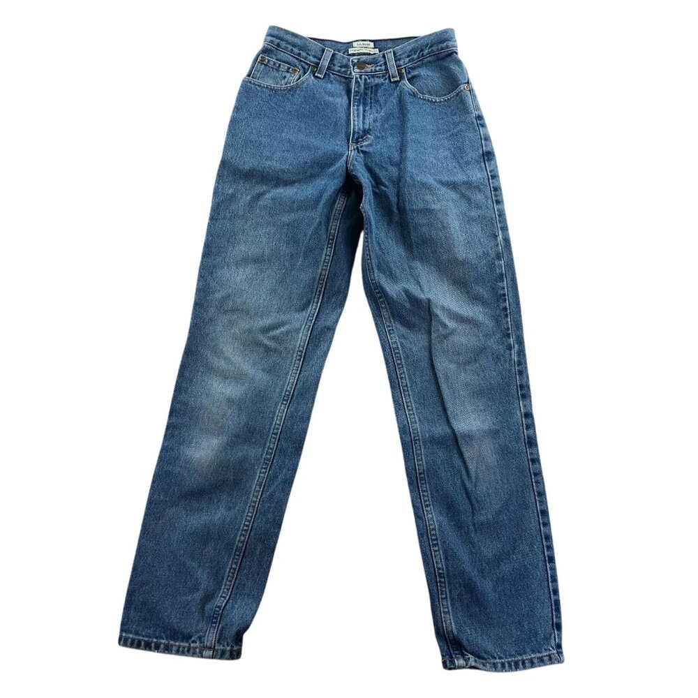 L.L. Bean Womens Jeans Size 4 MT Blue Denim Original Fit Straight Leg Mid Rise